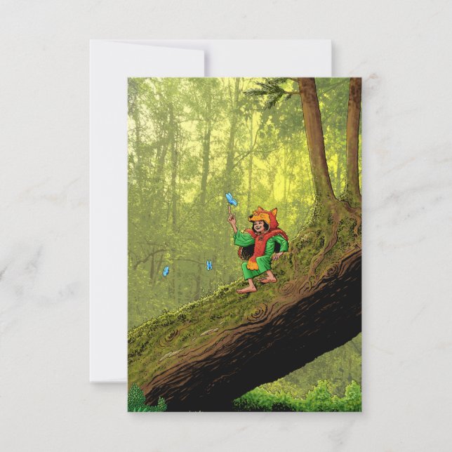 Mitten Nizz Blue Buttefly Card Tack Kort (Framsida)