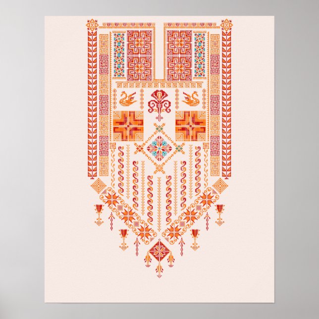 Mitten Östra Arabiska Pali Modern Tatreez Falastin Poster (Framsidan)
