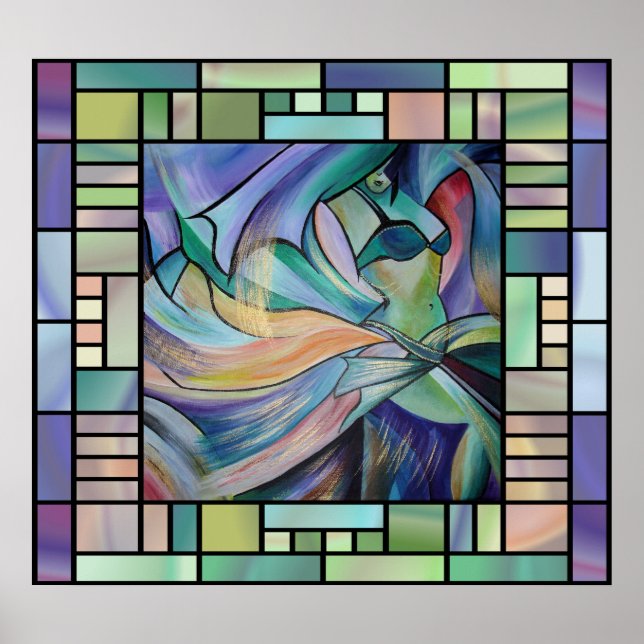 Mitten Östra Belly Dancer with Pastel Veils Poster (Framsidan)