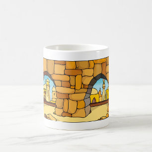 Mitten Östra ökert stad genom antiken Arch Kaffemugg