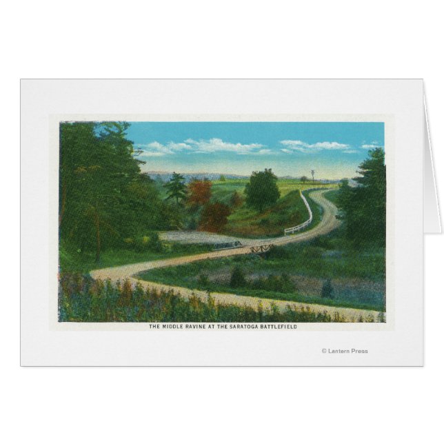 Mitten Ravine View of Saratoga Battlefield Hälsningskort (Framsidan Horizontal)