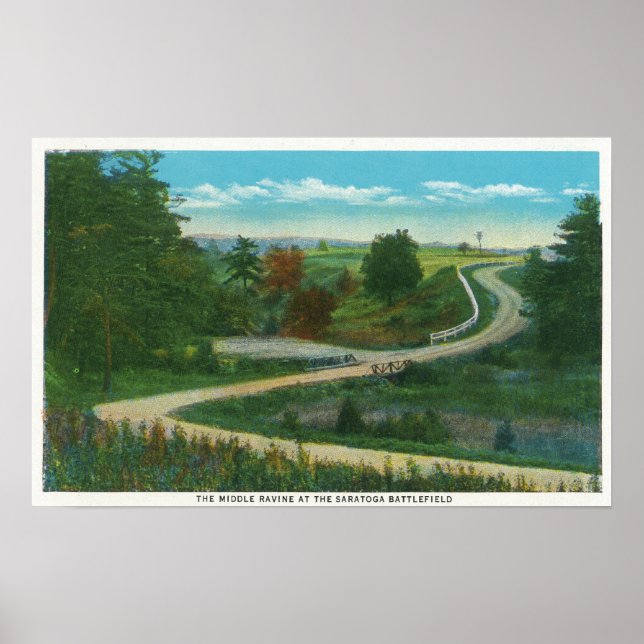 Mitten Ravine View of Saratoga Battlefield Poster (Framsidan)