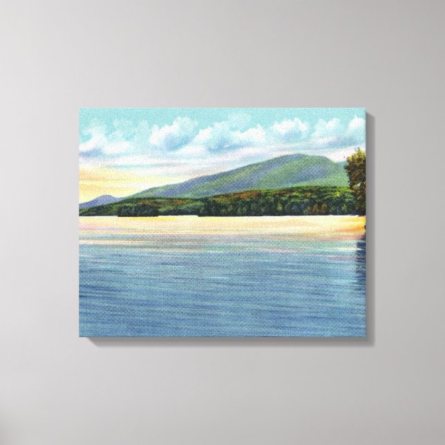 Mitten Saranac Sjö View of Mount Ampersand Canvastryck (Framsida)