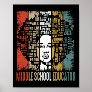 Mitten School Educator Afro African Black History Poster