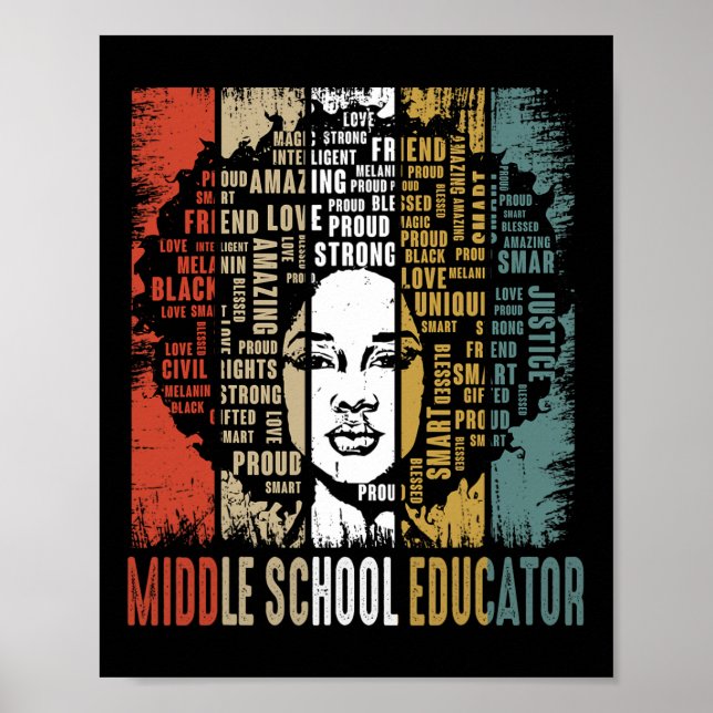 Mitten School Educator Afro African Black History Poster (Framsidan)