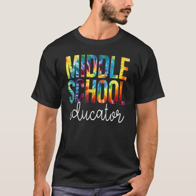 Mitten School Educator Tie Dye Apprecition Back T Shirt (Framsida)