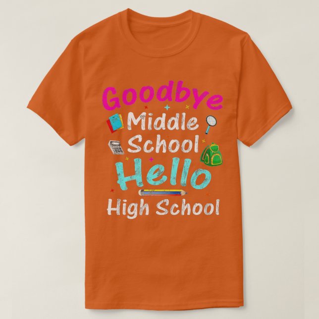 Mitten School Student Adjö School Hej High S. T Shirt (Design framsida)