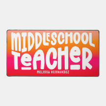Mitten School Teacher Text Design Orange Red Ombre