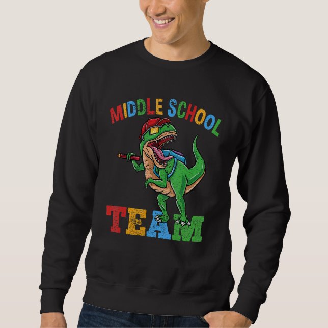 Mitten School Team Rex Dinosaur Back to school Boy Lång Ärmad Tröja (Framsida)