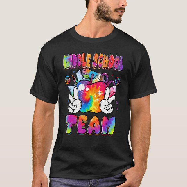 Mitten School Team Tie Dye Back to school T Shirt (Framsida)