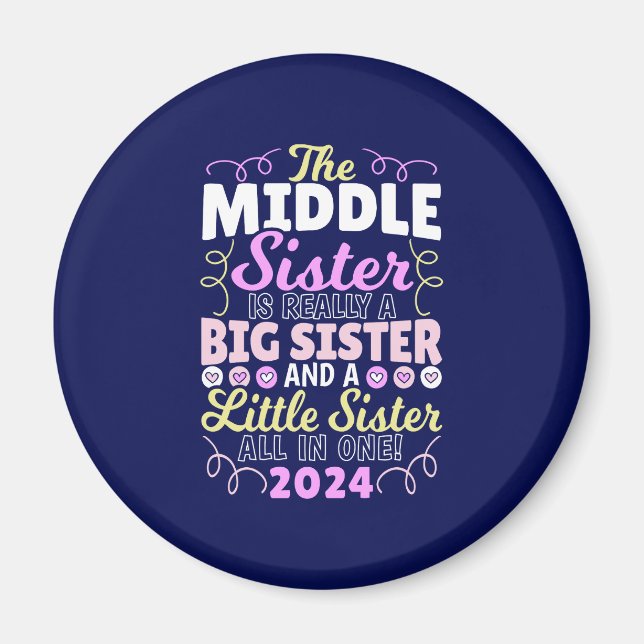 Mitten Sister 2024 - en stor och liten syster Magnet (Framsidan)