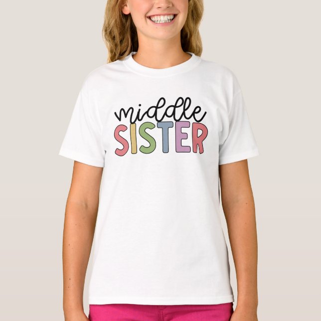Mitten Sister Cute Matching Syskon T Shirt (Framsida)
