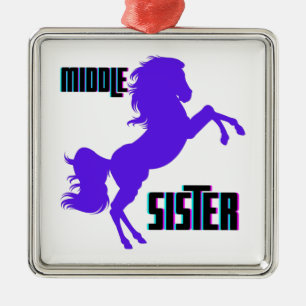 Mitten Sister Lila Pony Rearing Julgransprydnad Metall
