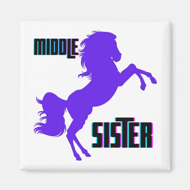 Mitten Sister Lila Pony Rearing Magnet (Framsidan)