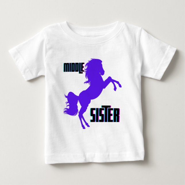Mitten Sister Lila Pony Rearing T Shirt (Framsida)