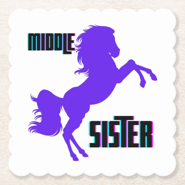Mitten Sister Lila Pony Rearing Underlägg Papper (Framsida)