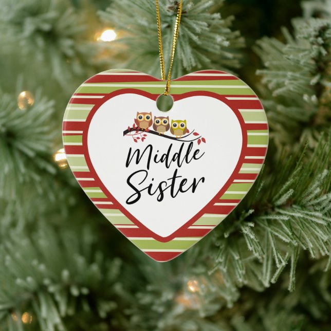Mitten Sister tre Uggla Matchande syster Julgransprydnad Keramik (Träd)