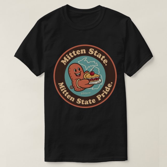 Mitten State Pride_ Michigan Vintage Konstverk T Shirt (Design framsida)