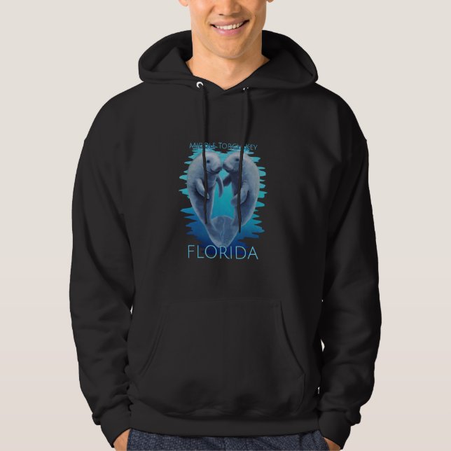 Mitten Torch Nyckel Florida Vacation Cute Manatees Hoodie (Framsida)