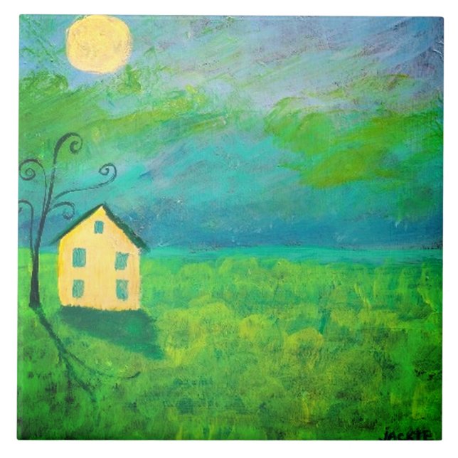 Mitten vid Abstraktens målning i ingenstans Kakelplatta (Framsidan)