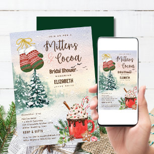 Mittens and Cocoa Möhippa Winter Wedding Inbjudningar