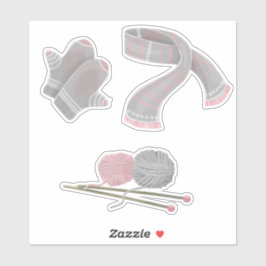 Mittens scarf-garner av nål klistermärken