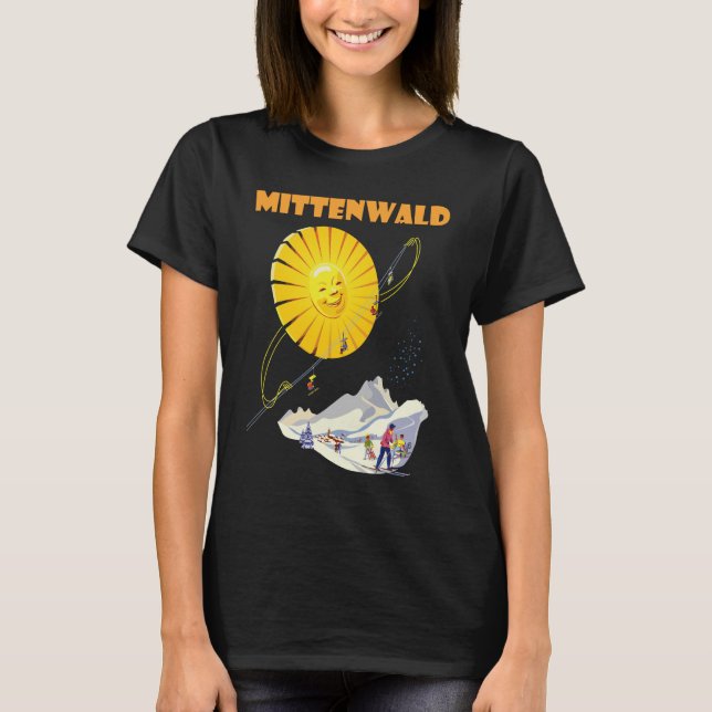 Mittenwald Alperna Sol Retro Resa T-Shirt (Framsida)