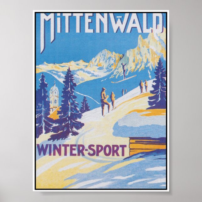 Mittenwald Germany Vintage Travel Poster (Framsidan)