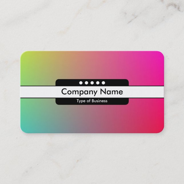 Mittstreck 5 prickar - Övertoning Y,M,B,R, Visitkort (Framsida)