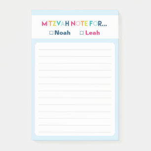 Mitzvah Anmärkning: Två namn 4x6 stilig platta Post-it Block