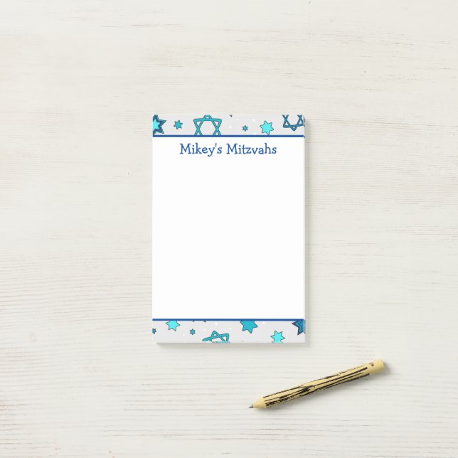 Mitzvah-anteckningar - Grå Davidstjärna Post-It Block (På skrivbordet)