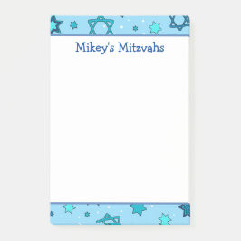 Mitzvah-anteckningar - Ljusblå Davidstjärna Post-it Block