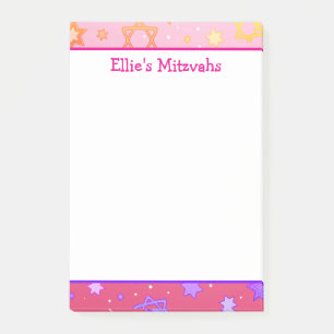 Mitzvah-anteckningar - Rosa Davidstjärna Post-it Block