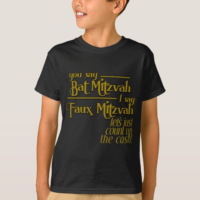 Mitzvah för bat mitzvah Faux judisk humoristisk Tee Shirt (Framsida)