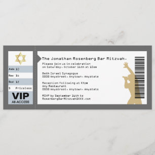 Mitzvah för konsertbiljettpub inbjudan i grått