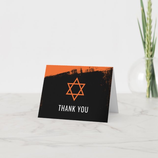 Mitzvah för pub för Grungeorangesvart tack Kort (Framsida)