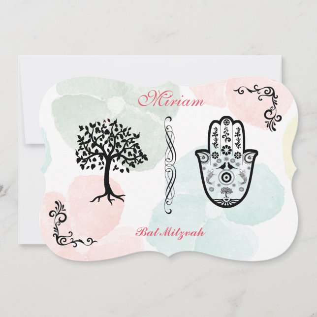 Mitzvah för pubfladdermössBnai Hamsa livets träd Inbjudningar (Framsida)