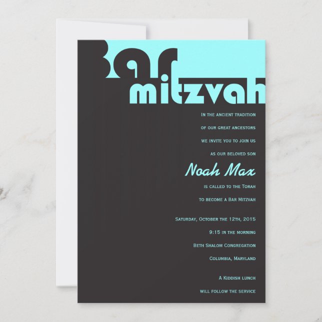 Mitzvah för TYPOGRAFIanpassadepub inbjudan (Framsida)