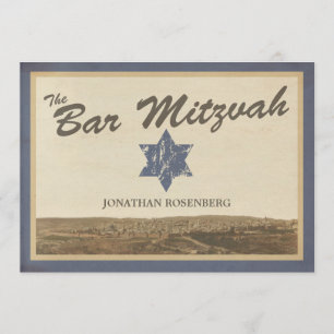Mitzvah för vintageJerusalem pub inbjudan i marin