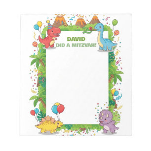 Mitzvah Notes för barn Cute Dinosaur Party Anteckn Anteckningsblock