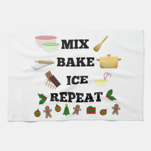 Mix Bake Ice Repeat på en jul! Kökshandduk