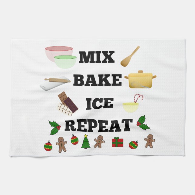Mix Bake Ice Repeat på en jul! Kökshandduk (Horisontell)