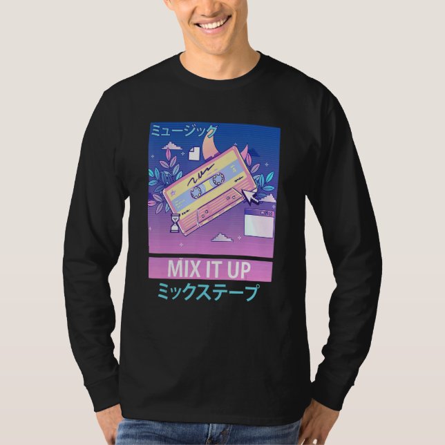 Mix Tape Retro 80s Japanese Otaku Aesthetic Vaporw T Shirt (Framsida)
