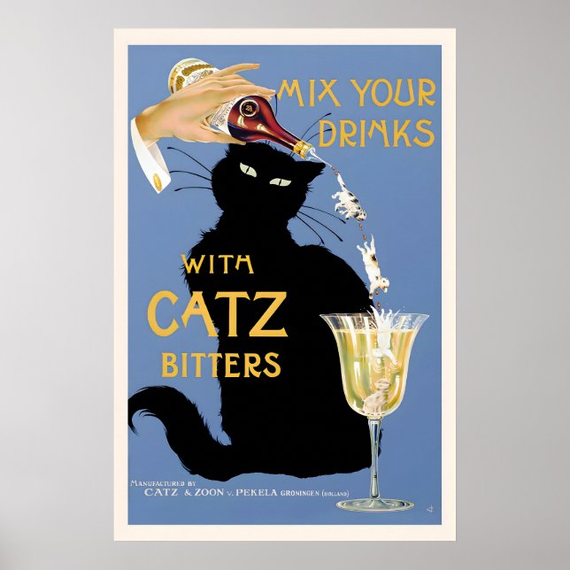 Mix Your Drinks with Catz Bitters Vintage Poster (Framsidan)