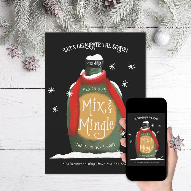 Mixa och umgås julcocktailparty inbjudningar (Skapare uppladdad)