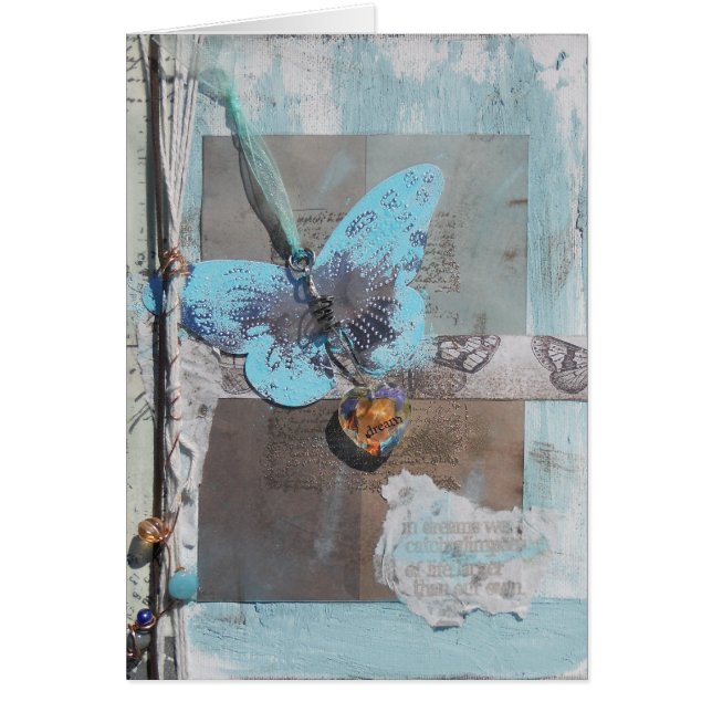 Mixad Media Art Butterfly Dream Hälsningskort (Framsidan)