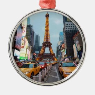 Mixad värld - New York City & Paris Julgransprydnad Metall