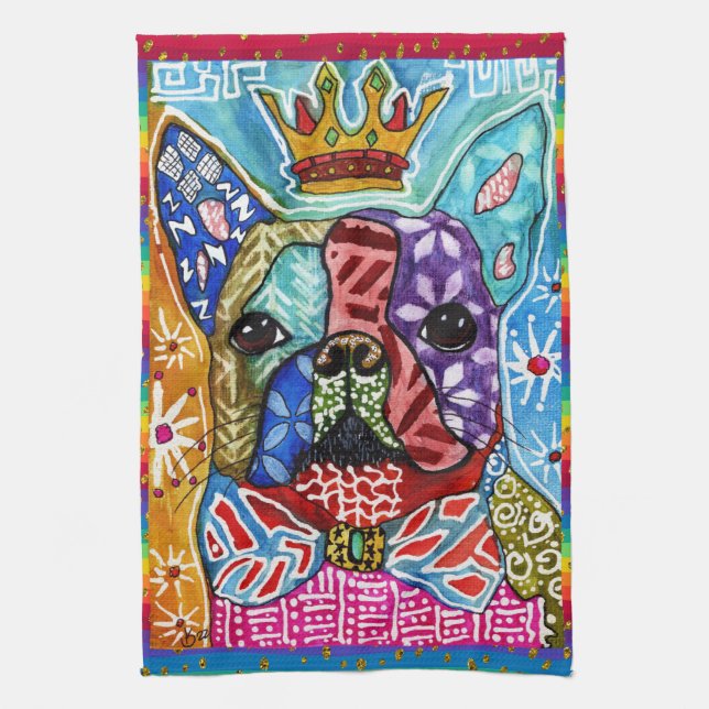 Mixade Media Boston Terrier Hund Kitchen Towel Kökshandduk (Vertikal)