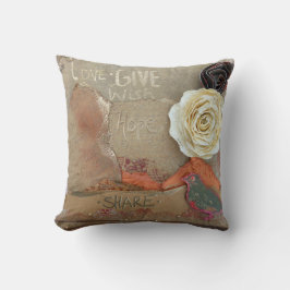 Mixade mediekonst som säger Kärlek Ge Hope Kudde