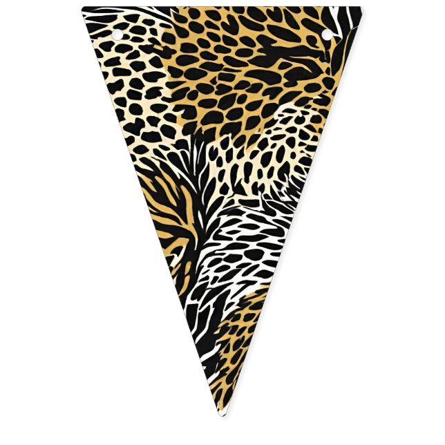 Mixed Animal Print Zebra Leopard Tiger Mixed Print Vimplar (Första flaggan)